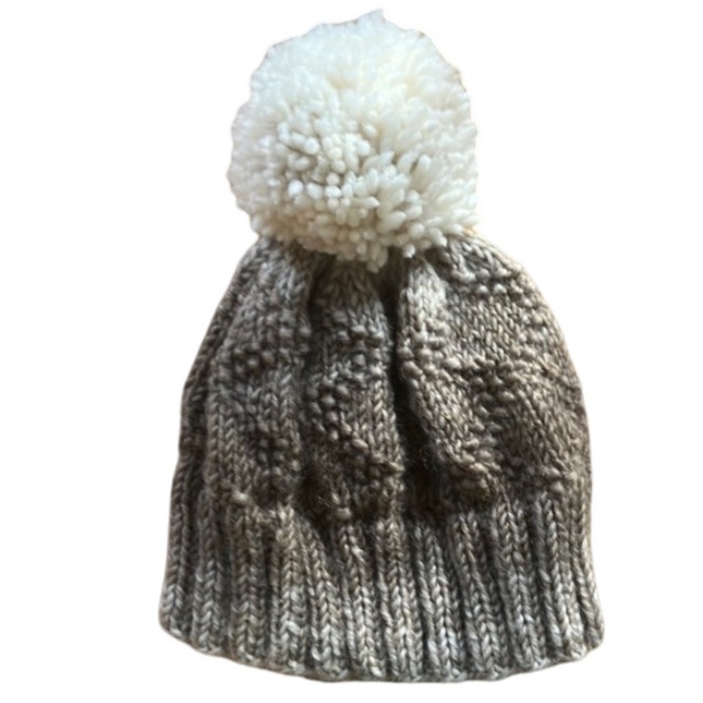 Milk Chocolate Brown Cable Knit Beanie Hat With Big Pom Pom